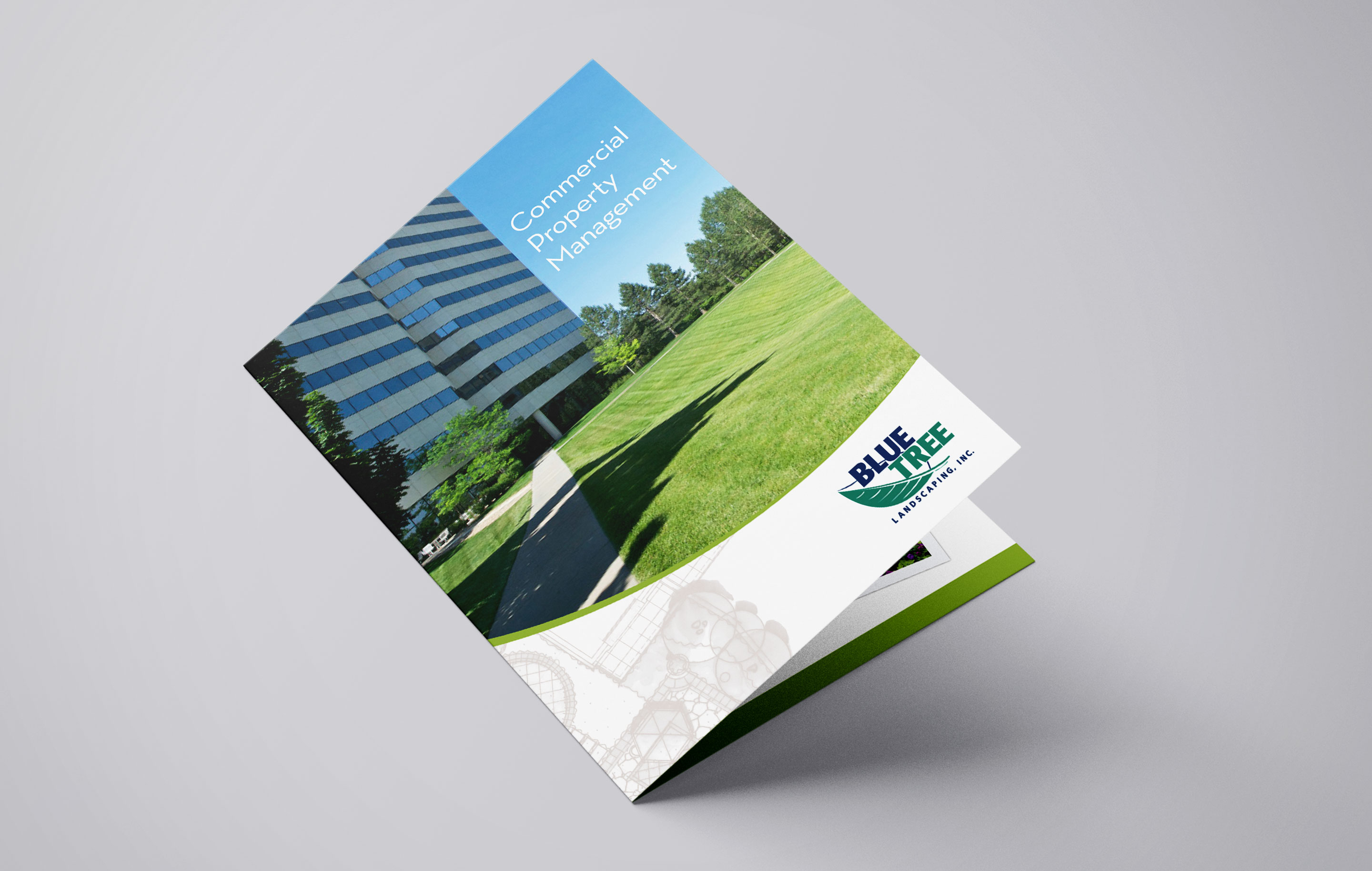 Bluetree Landscaping brochure cover design by advertising agency in Philadelphia