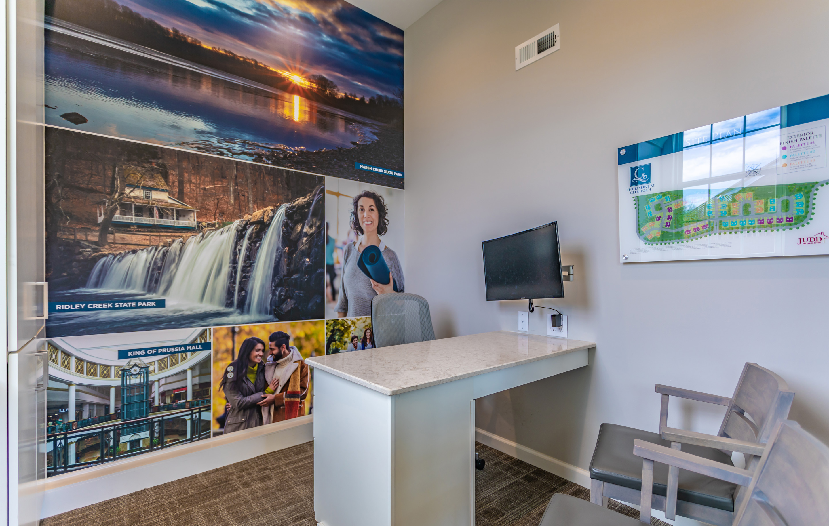 The Reserve at Glen Loch sales office mural and siteplan by advertising agency in Philadelphia