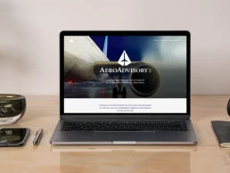 Aero Advisory website on laptop mock up